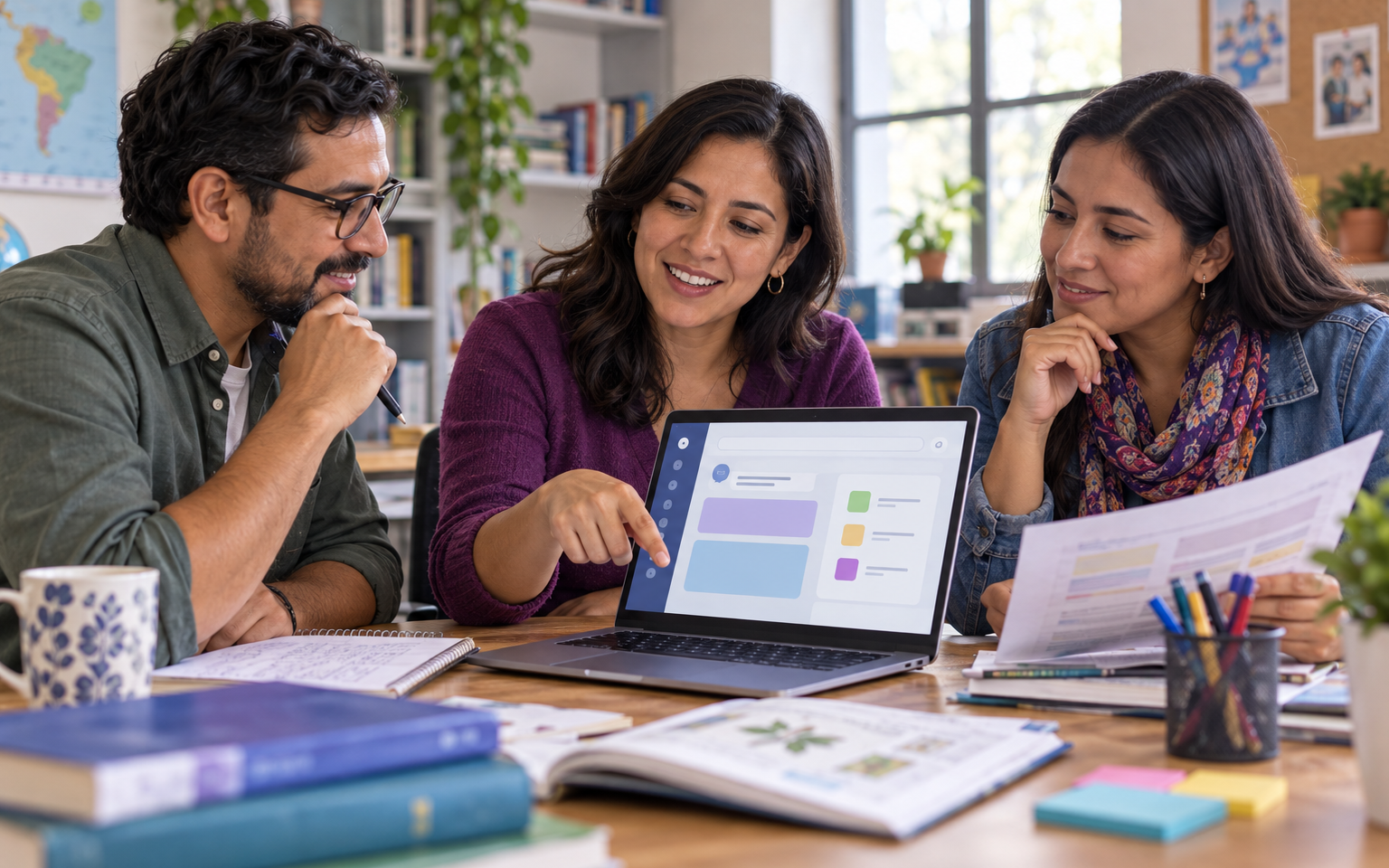 Docentes trabajando con herramientas digitales